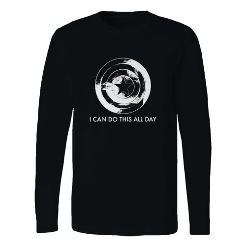 This classic fit i can do this all day captain america long sleeve shirt is casually elegant and very comfortable. With fine quality print to make one stand out, it's a perfect fit for every occasion.
